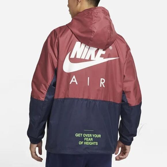 NWT Nike Air Woven Lined Jacket Full-Zip Hooded Colorblock Red/Navy Mens Sz XL - Picture 2 of 14